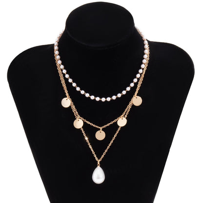 Pearl & 18K Gold-Plated Sequin Layered Pendant Necklace