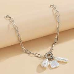 Pearl & Silver-Plated Interchangeable Pendant Necklace
