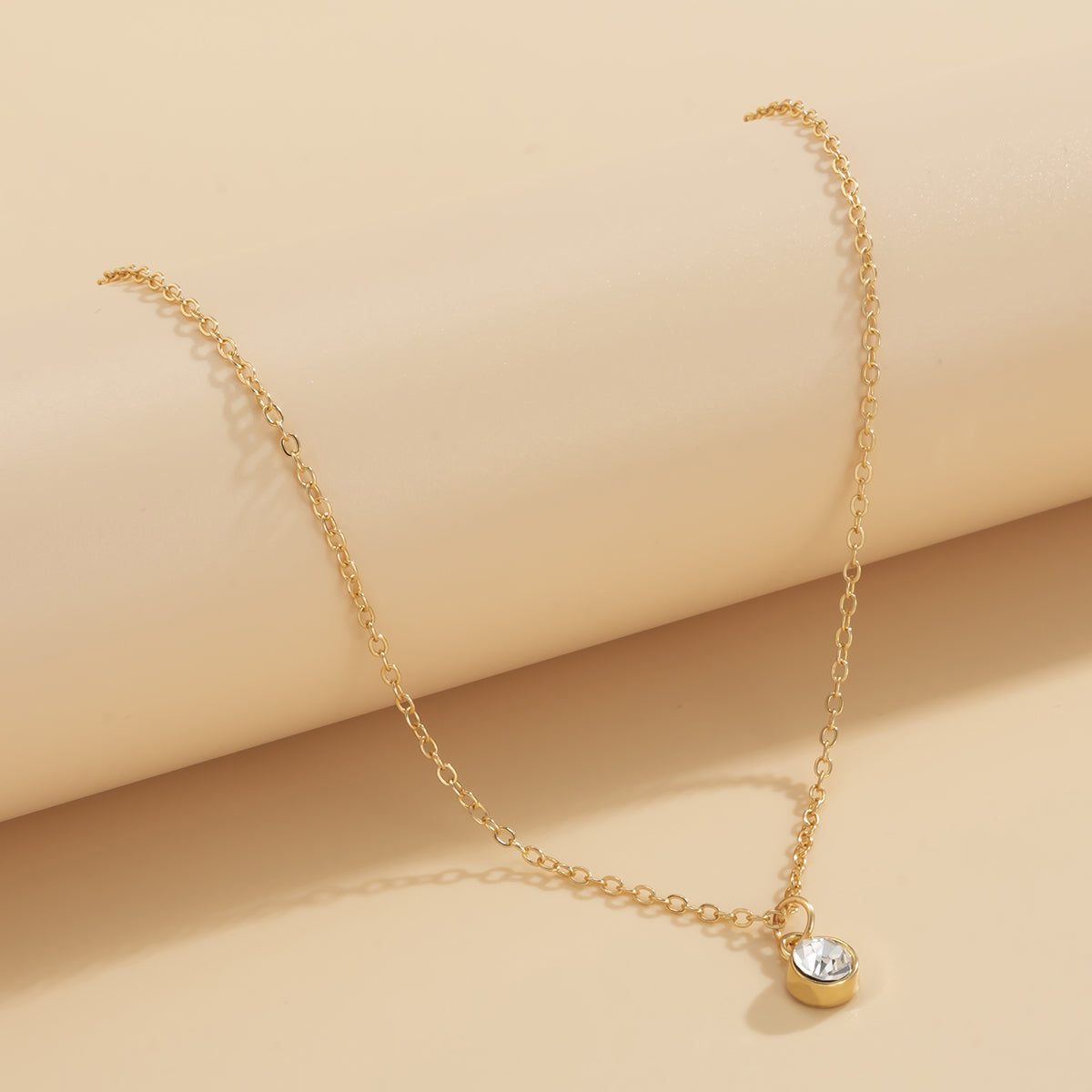 Cubic Zirconia & 18K Gold-Plated Round Bezel Pendant Necklace
