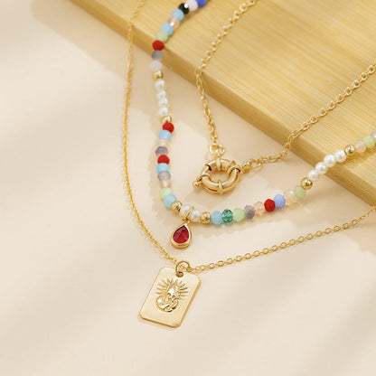 Acrylic and Crystal Pendant Necklace Set, jewelry gift sets for women, botanical inspired, lifestyle look