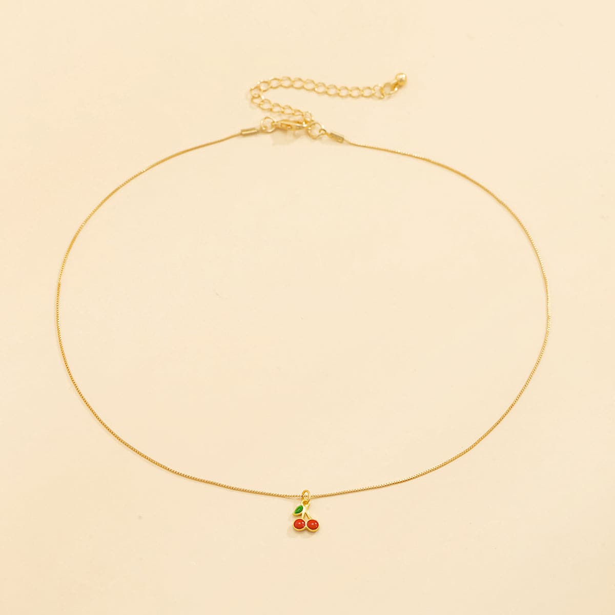 Red Enamel & 18K Gold-Plated Cherry Pendant Necklace