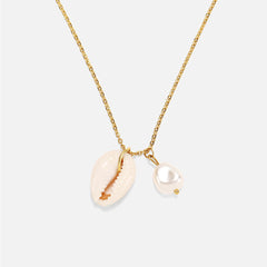 Shell & Pearl 18K Gold-Plated Pendant Necklace