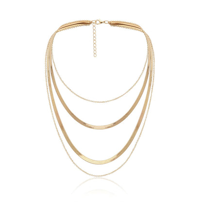 18K Gold-Plated Snake Chain Layered Necklace, gold pendant necklace for women, everyday style, lifestyle look