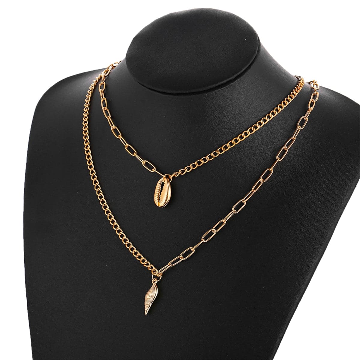 18K Gold-Plated Shell & Conch Pendant Layer Necklace