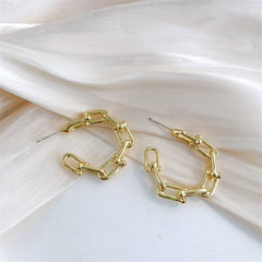 18K Gold-Plated Vachette Clasp Hoop Earrings