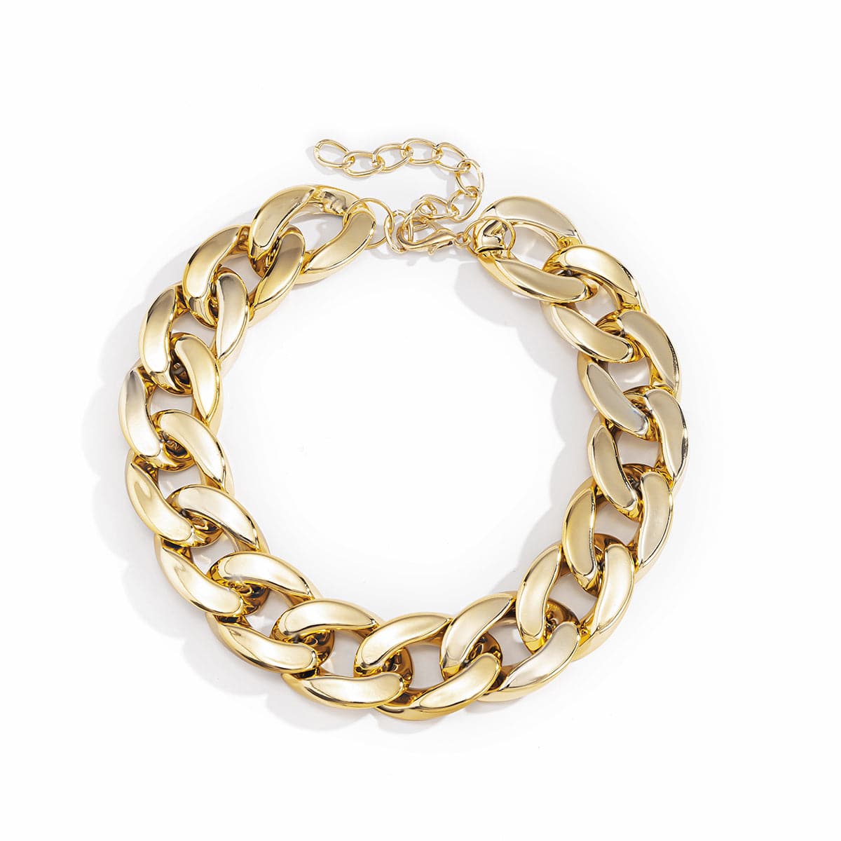 18K Gold-Plated Curb Chain Choker Necklace, chunky gold choker necklace, elegant gift for her, lifestyle look