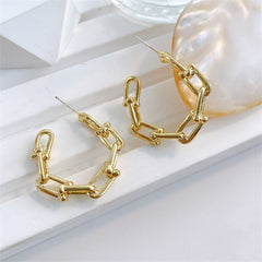 18K Gold-Plated Vachette Clasp Hoop Earrings