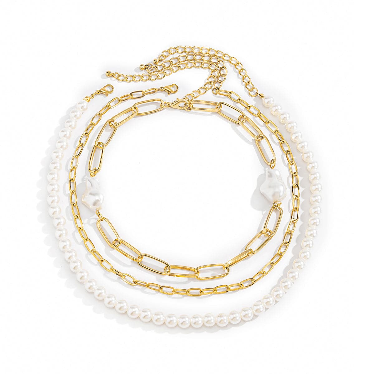 Pearl & 18K Gold-Plated Beaded Necklace Set