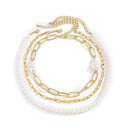 Pearl and 18K Gold-Plated Beaded Necklace Set, jewelry gift sets for women, elegant gift for her, styled look