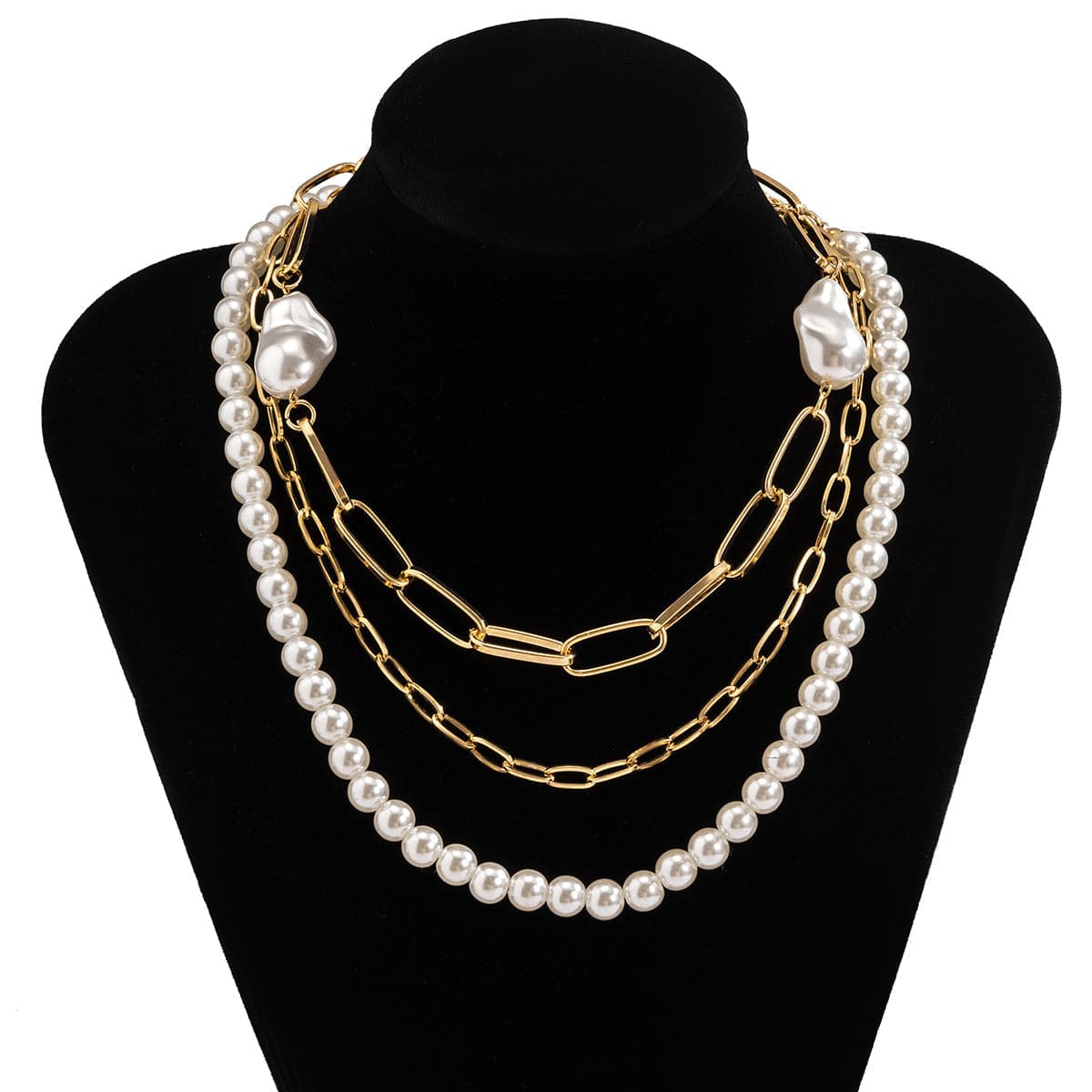 Pearl & 18K Gold-Plated Beaded Necklace Set