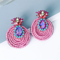 Cubic Zirconia & Crystal 18K Gold-Plaetd Pineapple Drop Earrings