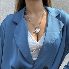 Pearl & Silver-Plated Interchangeable Pendant Necklace