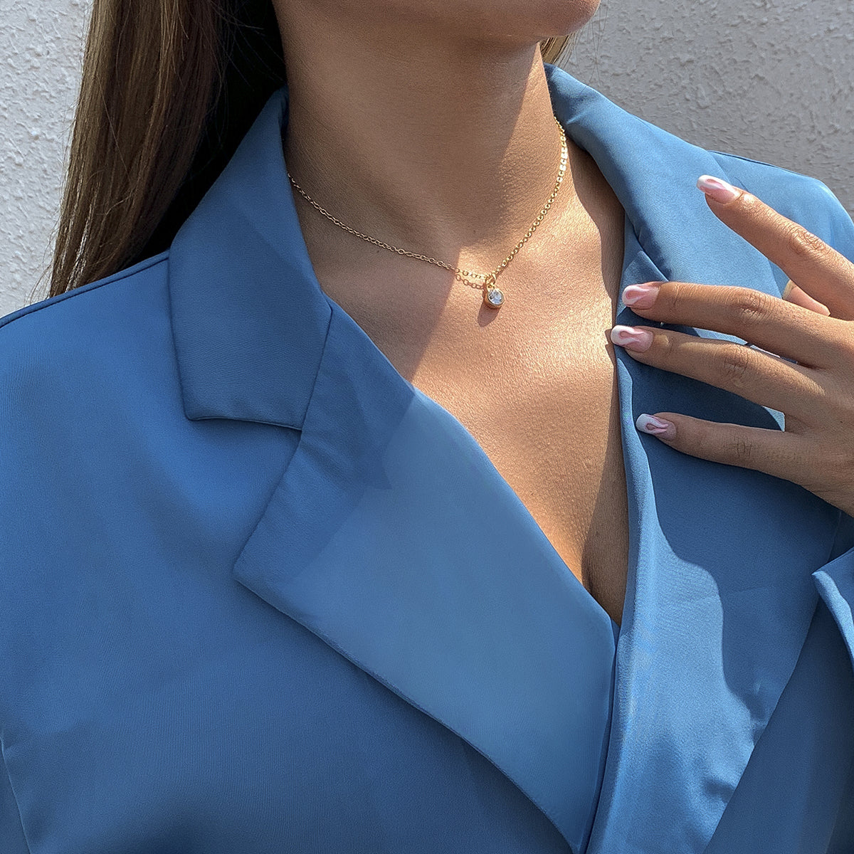 Cubic Zirconia & 18K Gold-Plated Round Bezel Pendant Necklace