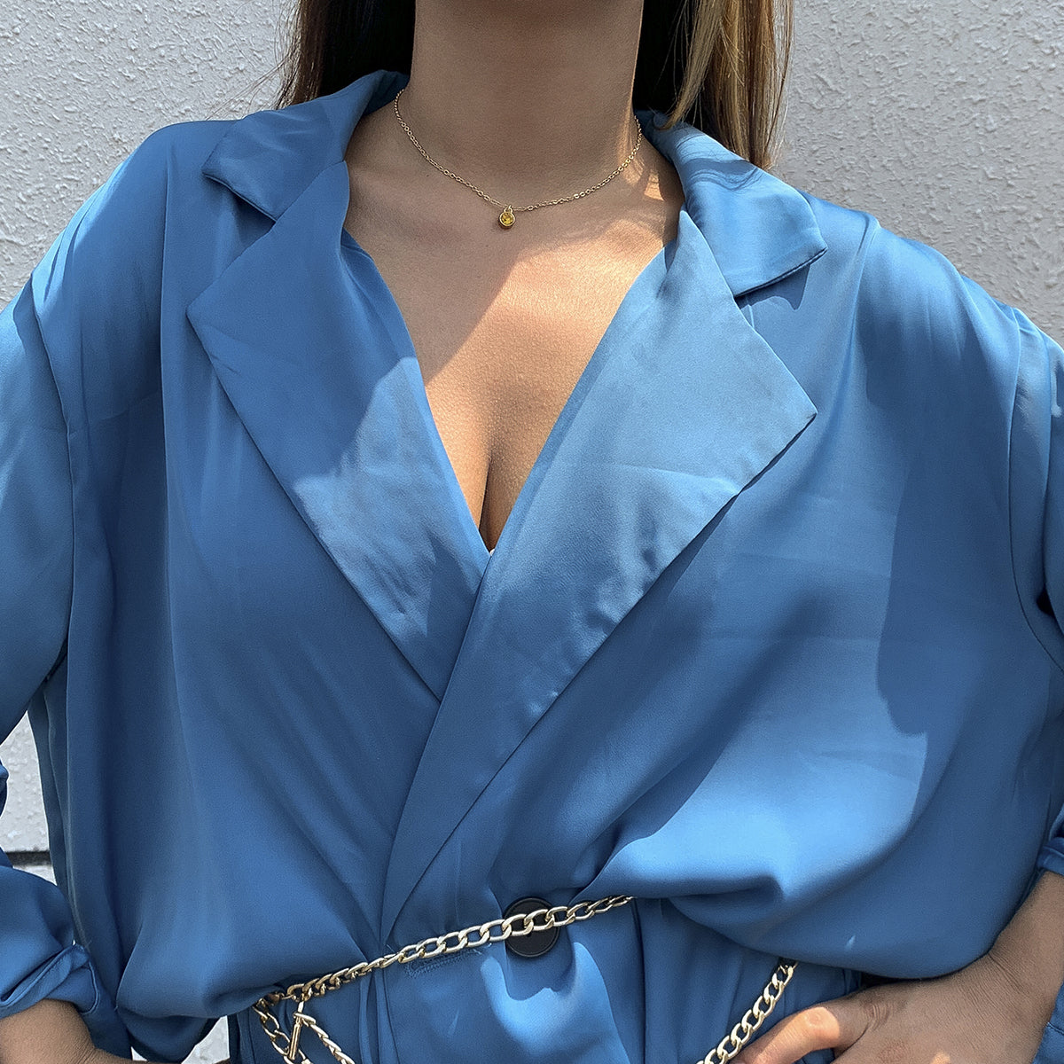 Yellow Cubic Zirconia and 18K Gold-Plated Pendant Necklace, gold pendant necklace for women, everyday style, detail close-up