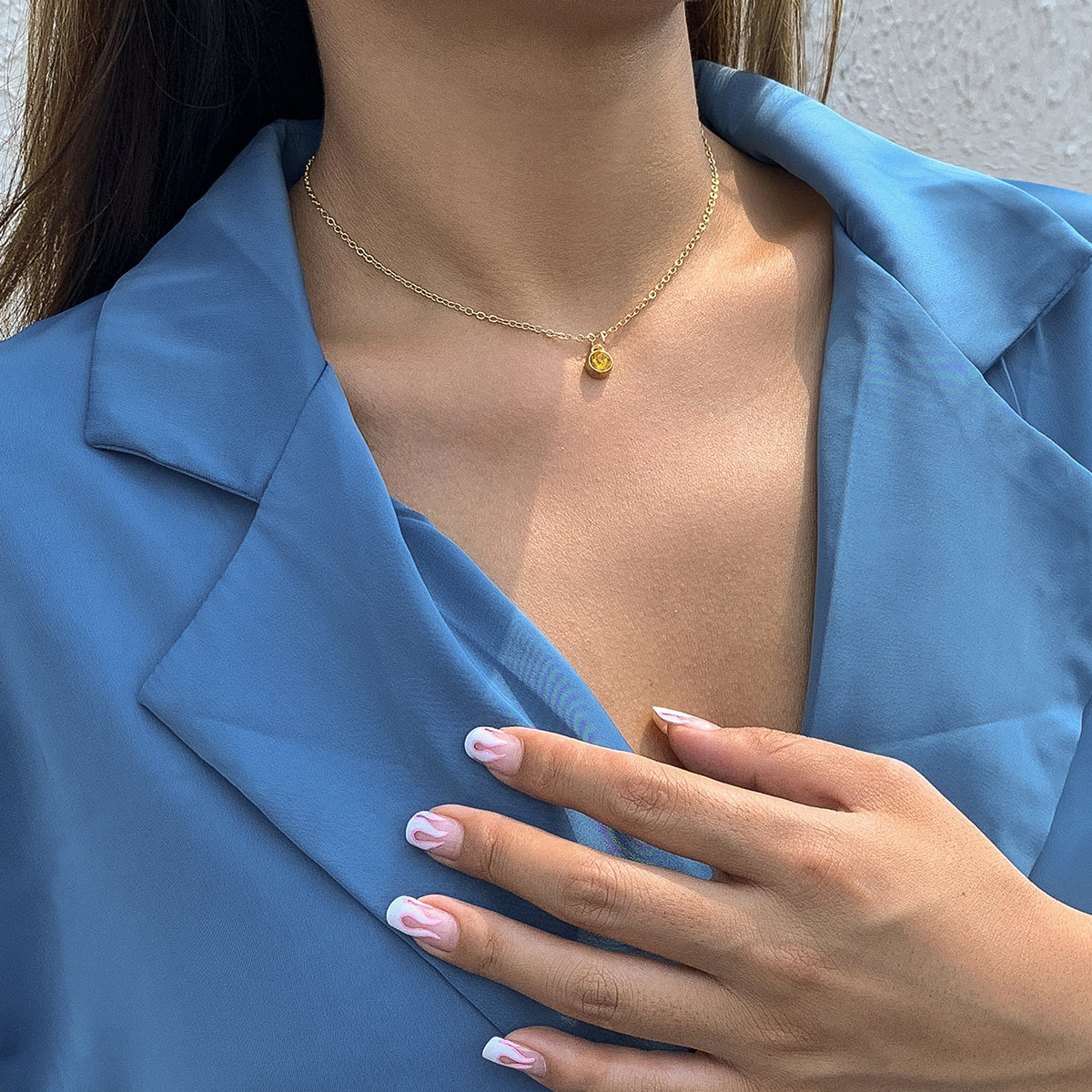 Yellow Cubic Zirconia and 18K Gold-Plated Pendant Necklace, gold pendant necklace for women, everyday style, lifestyle look