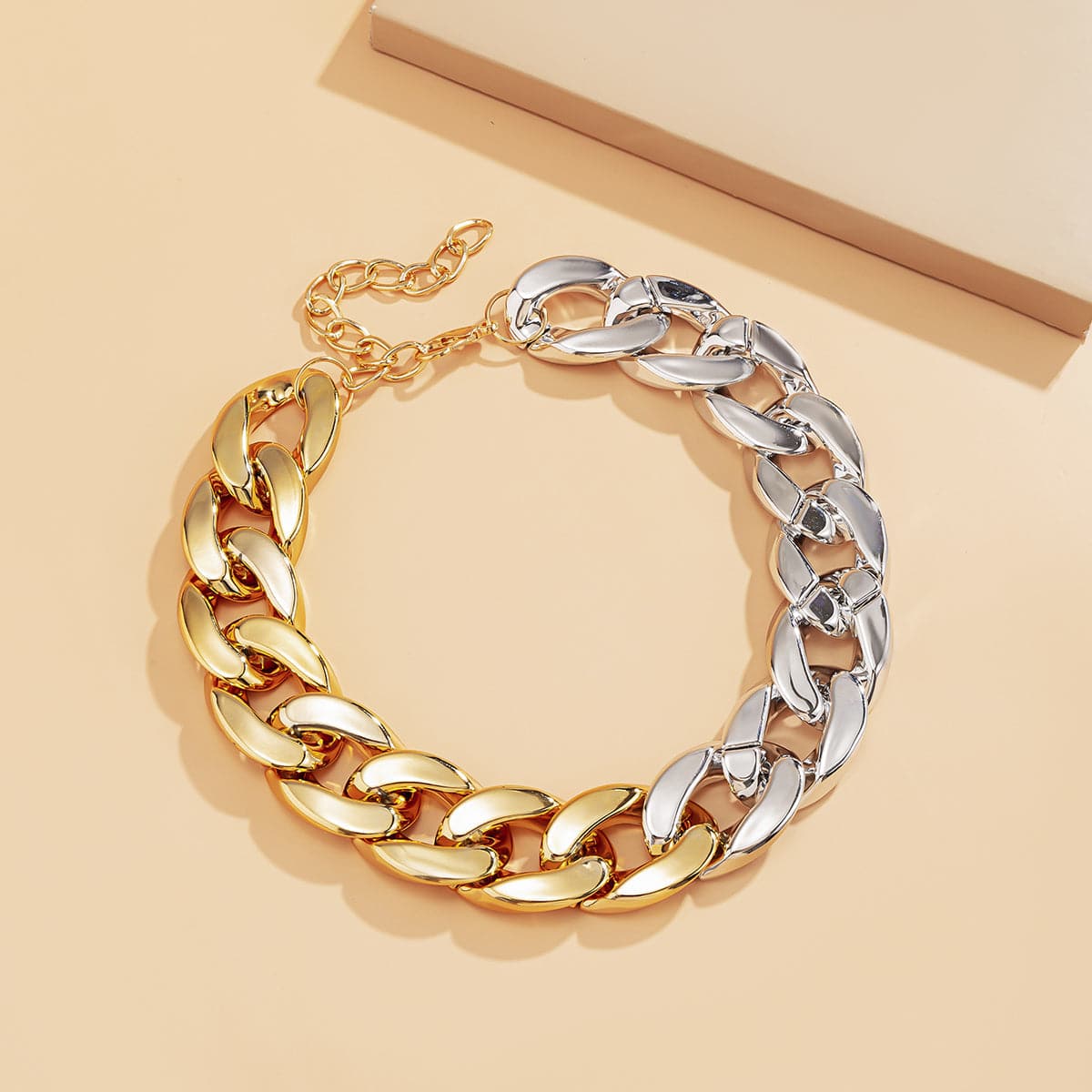 Two-Tone Curb Chain Choker Necklace