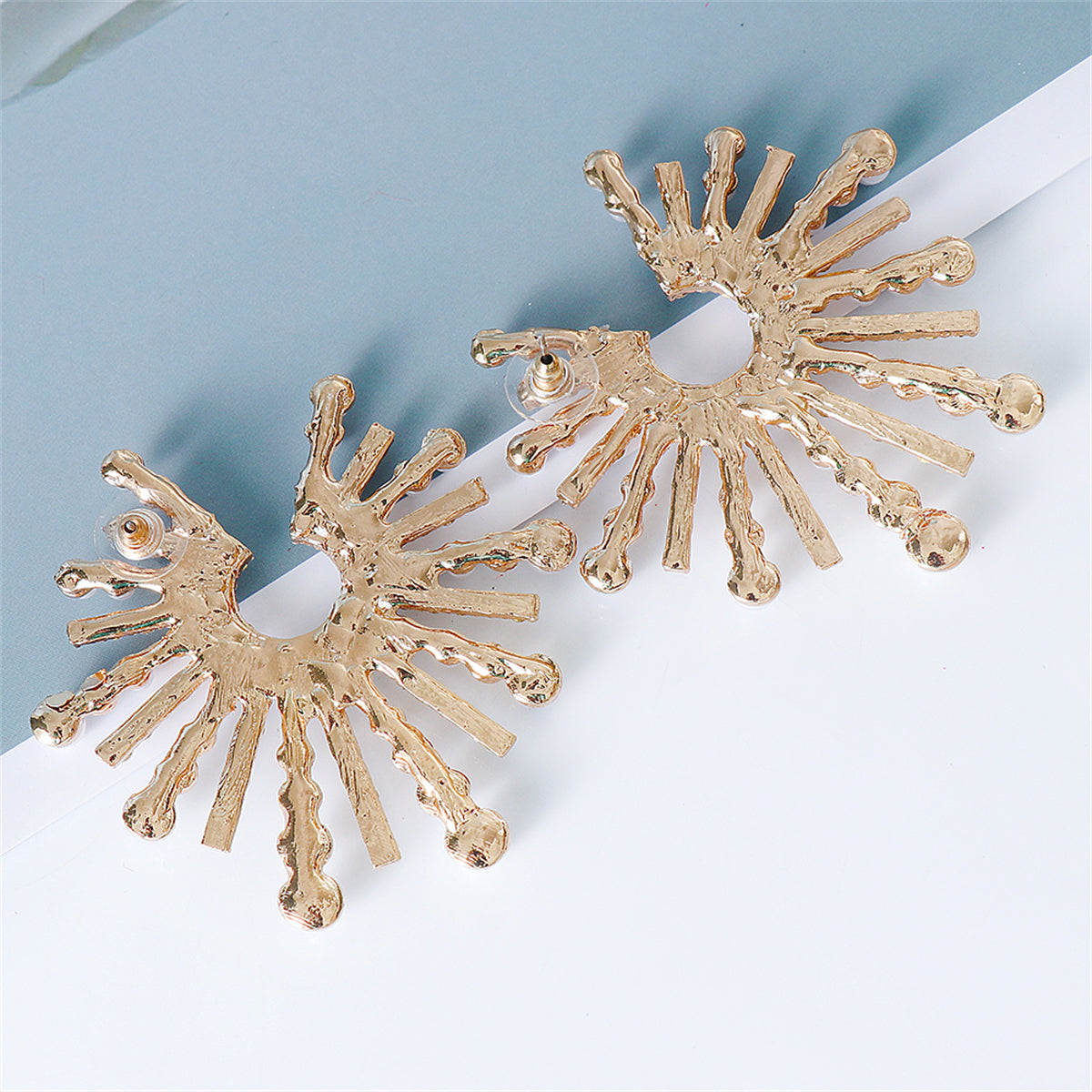 Cubic Zirconia & Pearl 18K Gold-Plated Sun Stud Earrings