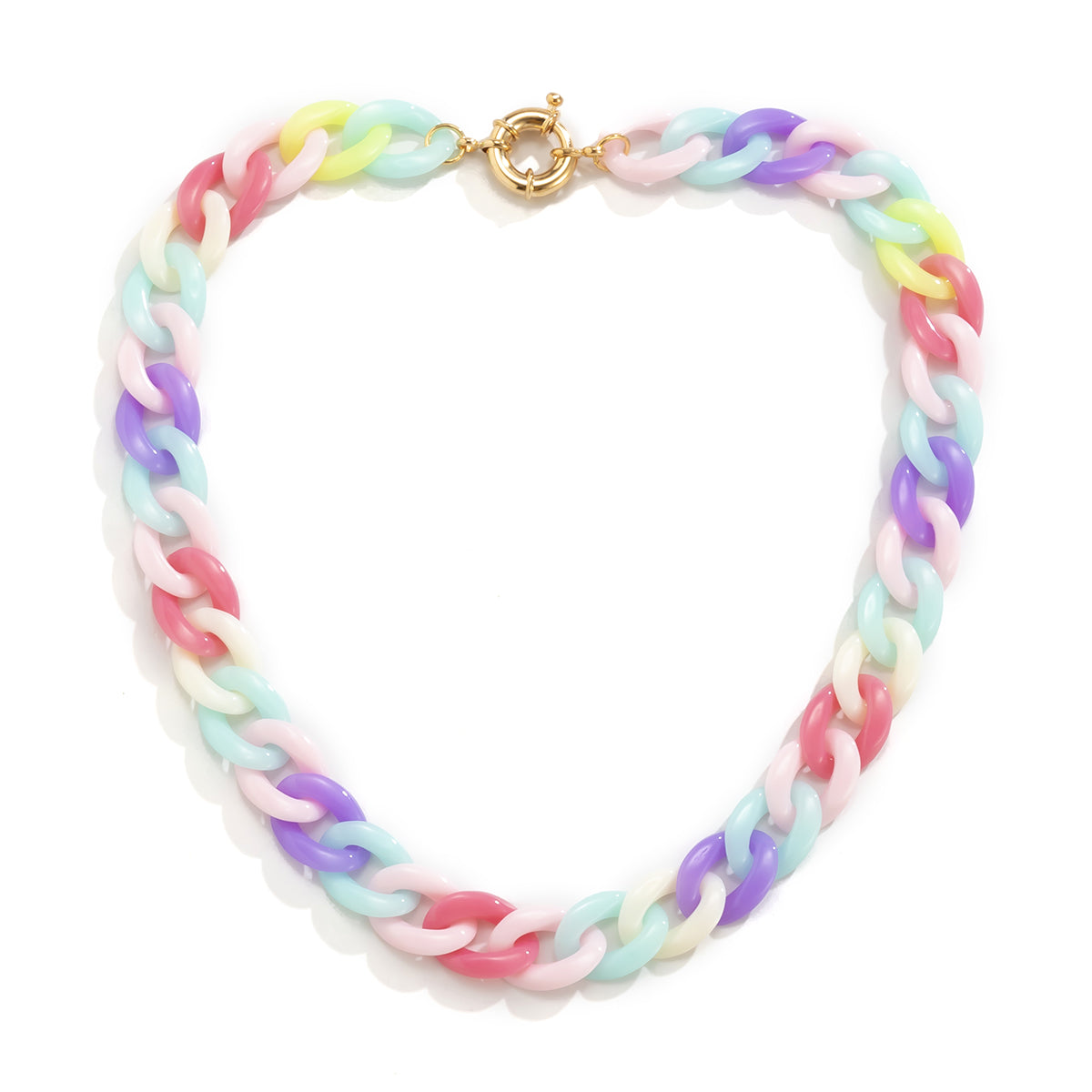 Pink Rainbow Acrylic & 18K Gold-Plated Chain Link Necklace