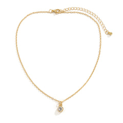 Cubic Zirconia & 18K Gold-Plated Round Bezel Pendant Necklace