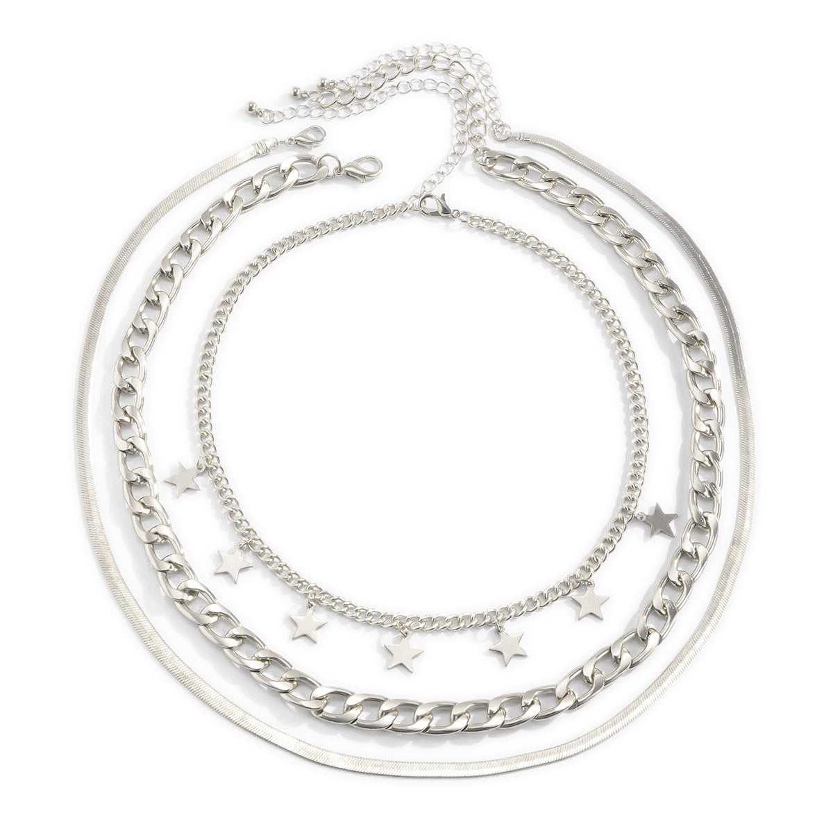 Silver-Plated Star Station Choker Necklace Set, jewelry gift sets for women, botanical inspired, lifestyle look