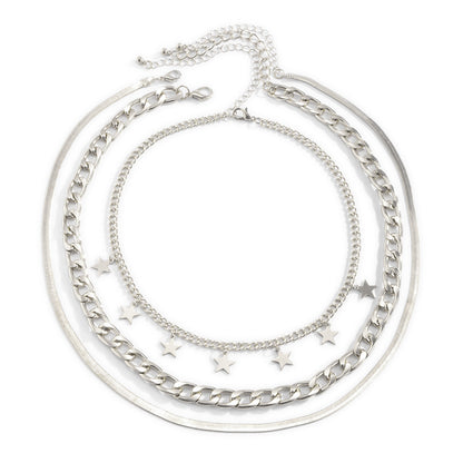 Silver-Plated Star Station Choker Necklace Set, jewelry gift sets for women, botanical inspired, lifestyle look