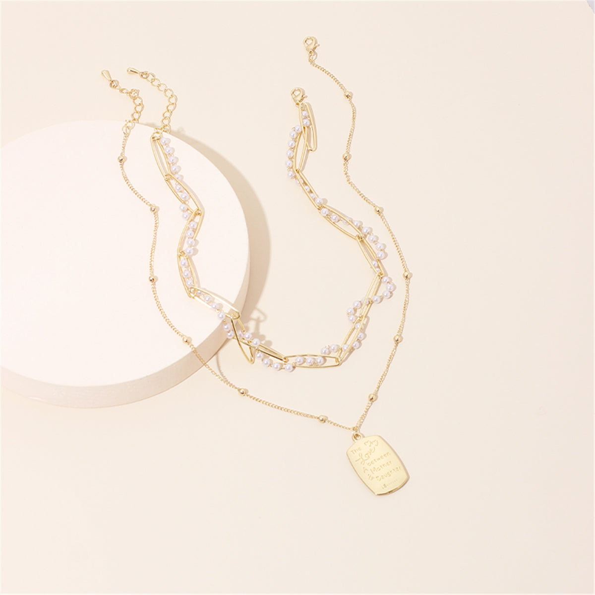 Pearl & 18K Gold-Plated 'Mother & Daughter' Pendant Necklace Set
