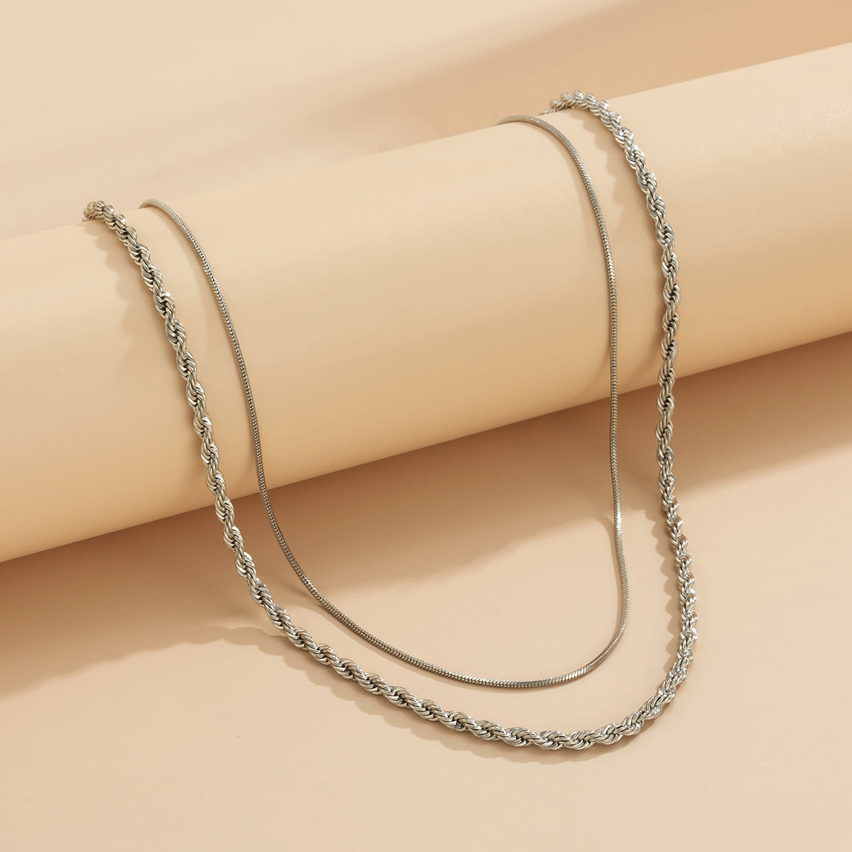 Silver-Plated Twine Necklace Set