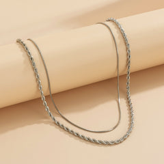Silver-Plated Twine Necklace Set