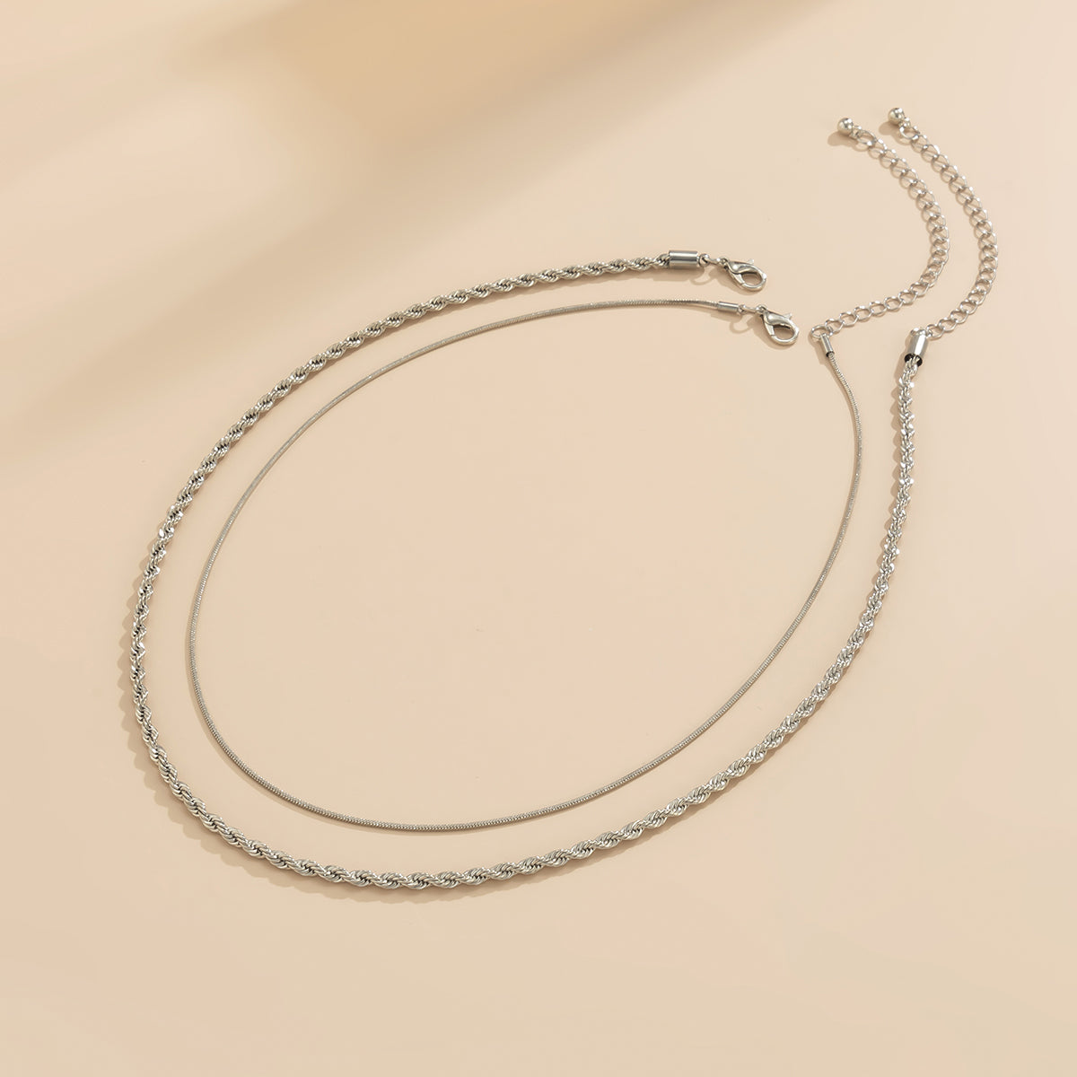 Silver-Plated Twine Necklace Set