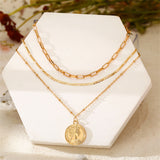 18k Gold-Plated Coin Layered Pendant Necklace