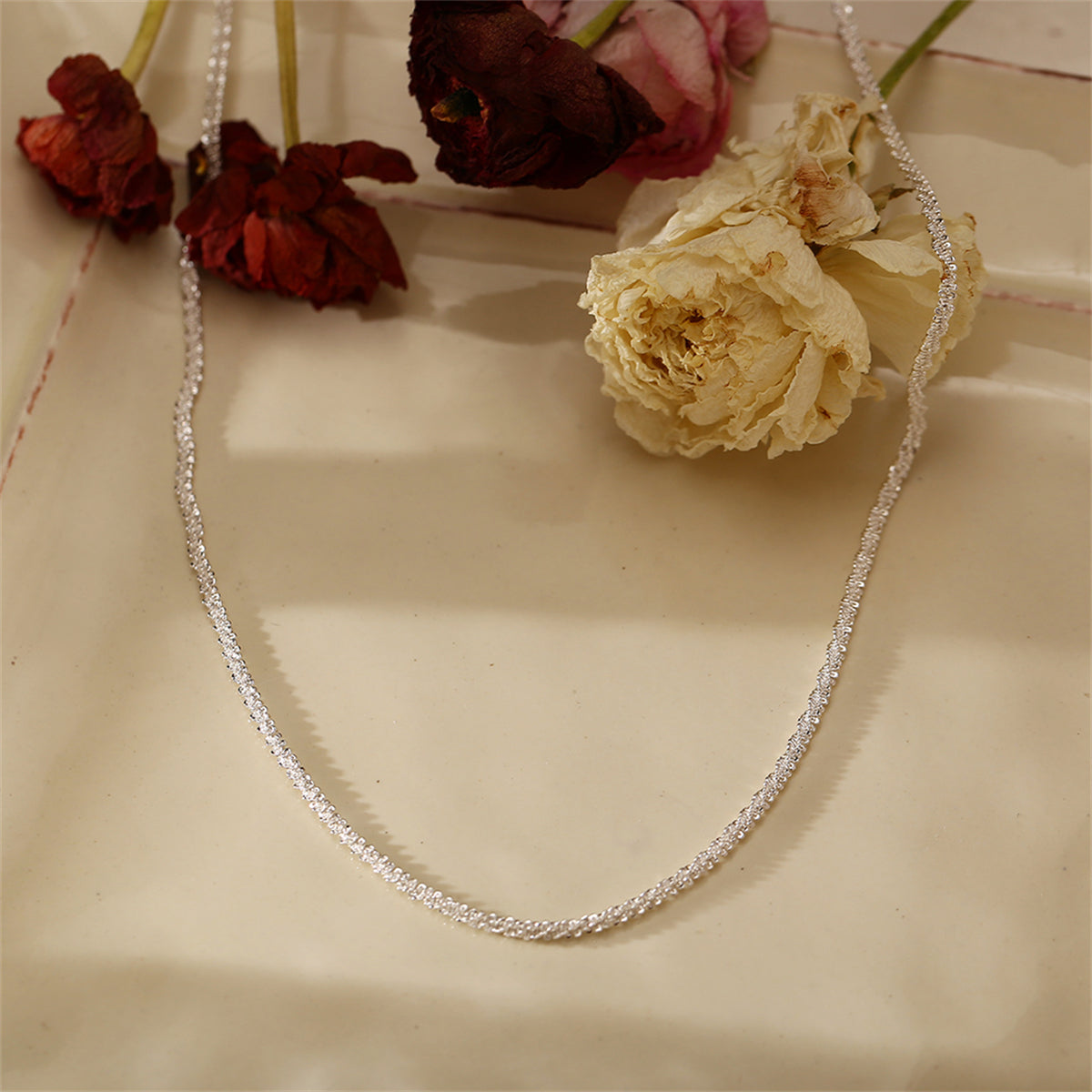 Silver-Plated Twist Choker, silver pendant necklace for women, dainty minimalist design, styled look