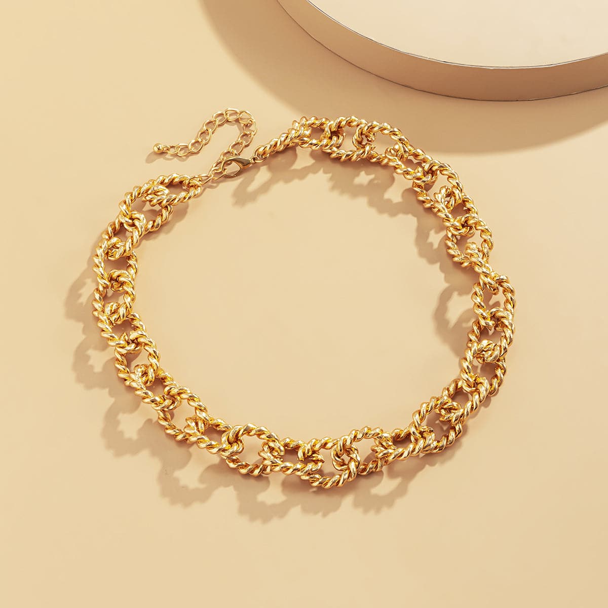 18K Gold-Plated Twist Chain Link Choker