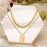 Goldtone Rectangle Layered Pendant Necklace
