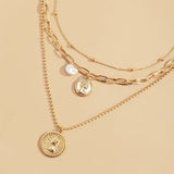 Imitation Pearl & Goldtone Coin Cable Chain Necklace Set