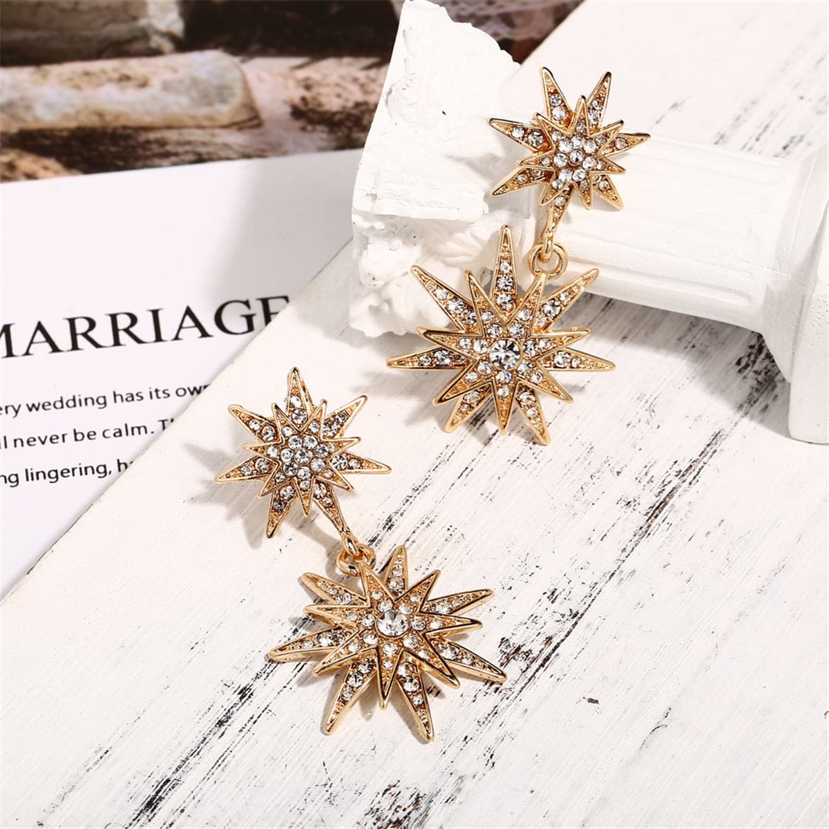 Cubic Zirconia & 18K Gold-Plated Sun Drop Earrings