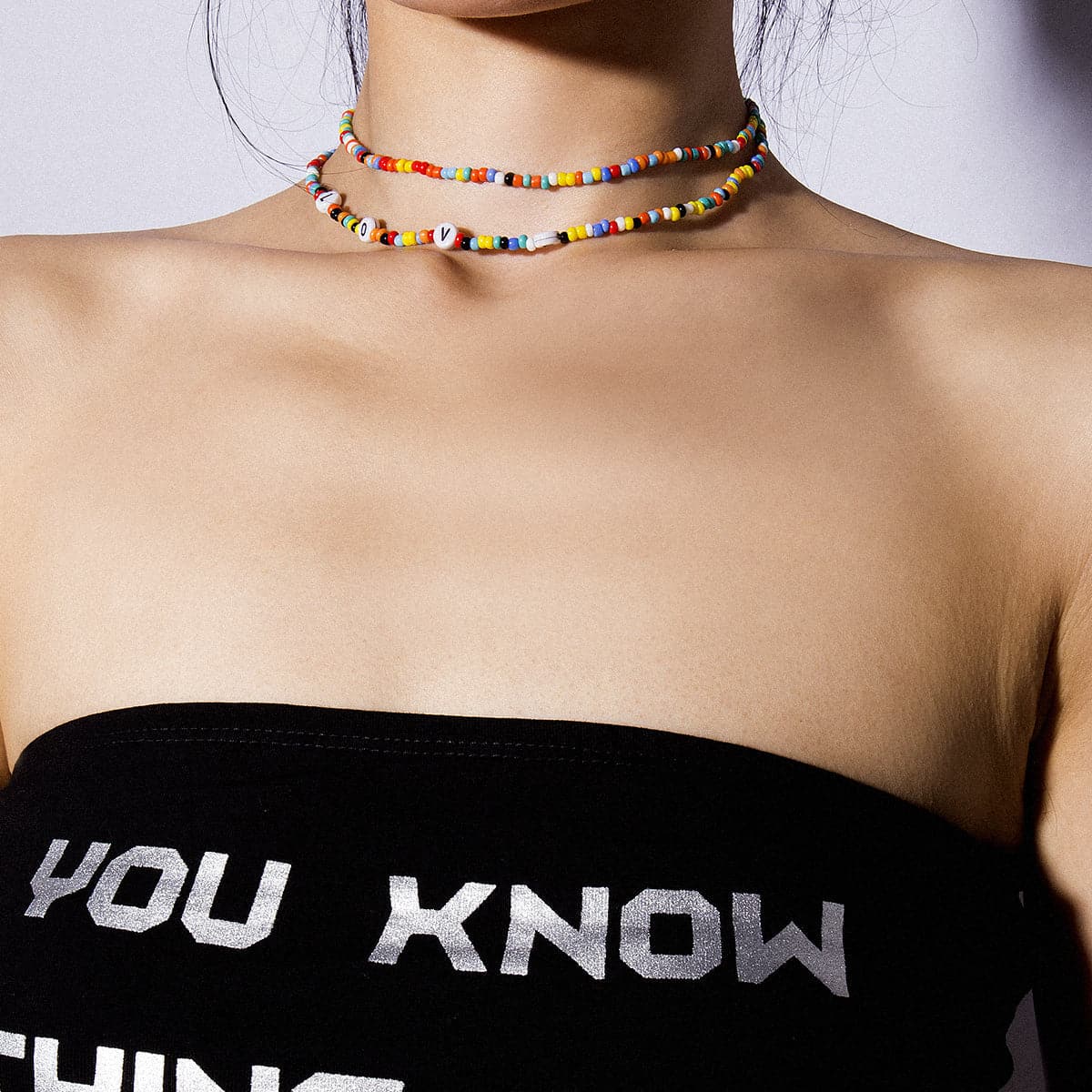Jewel-Tone Howlite & 18K Gold-Plated 'Love' Beaded Layered Choker Necklace