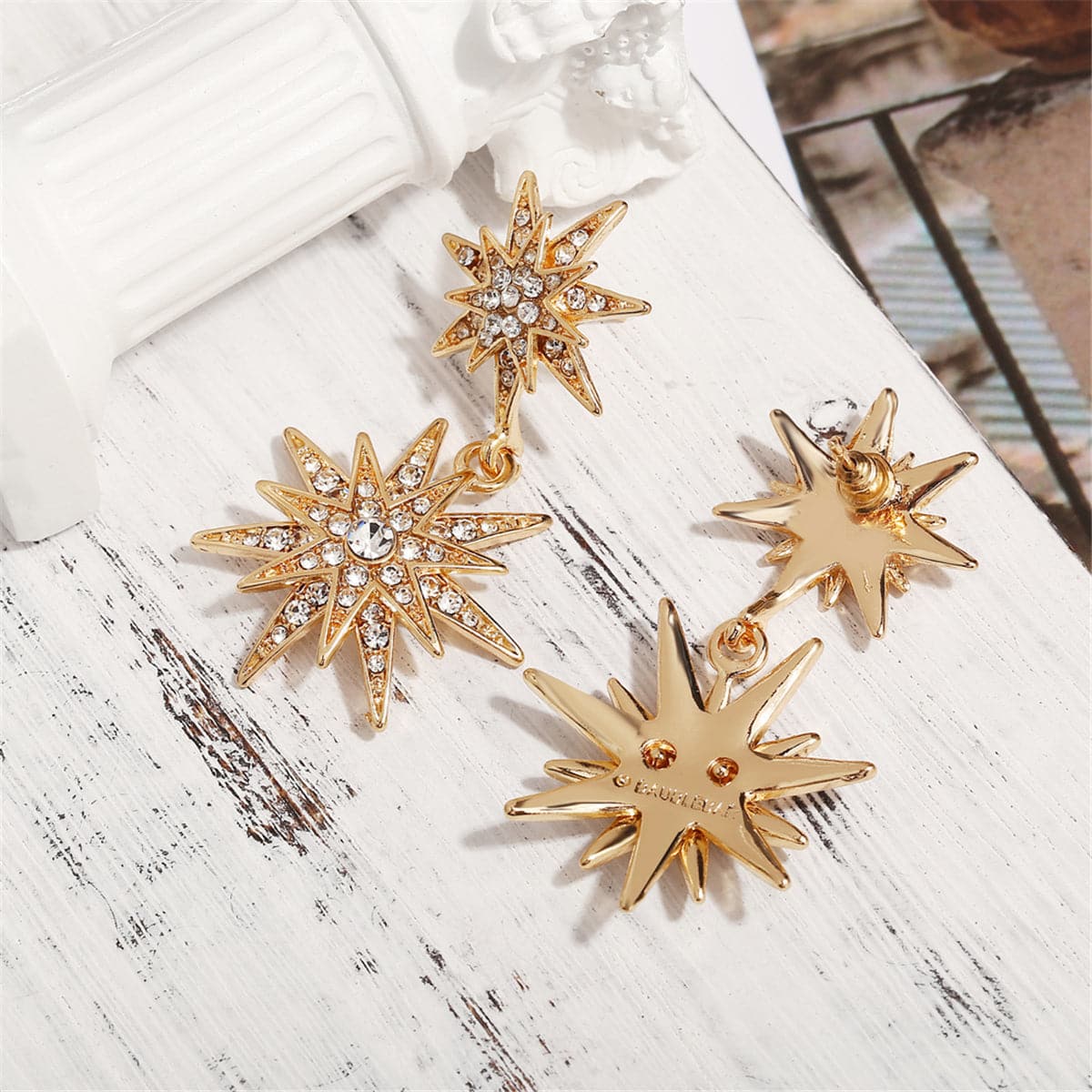 Cubic Zirconia & 18K Gold-Plated Sun Drop Earrings