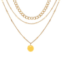 18k Gold-Plated Coin Curb Chain Layered Pendant Necklace