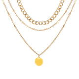 18k Gold-Plated Coin Curb Chain Layered Pendant Necklace