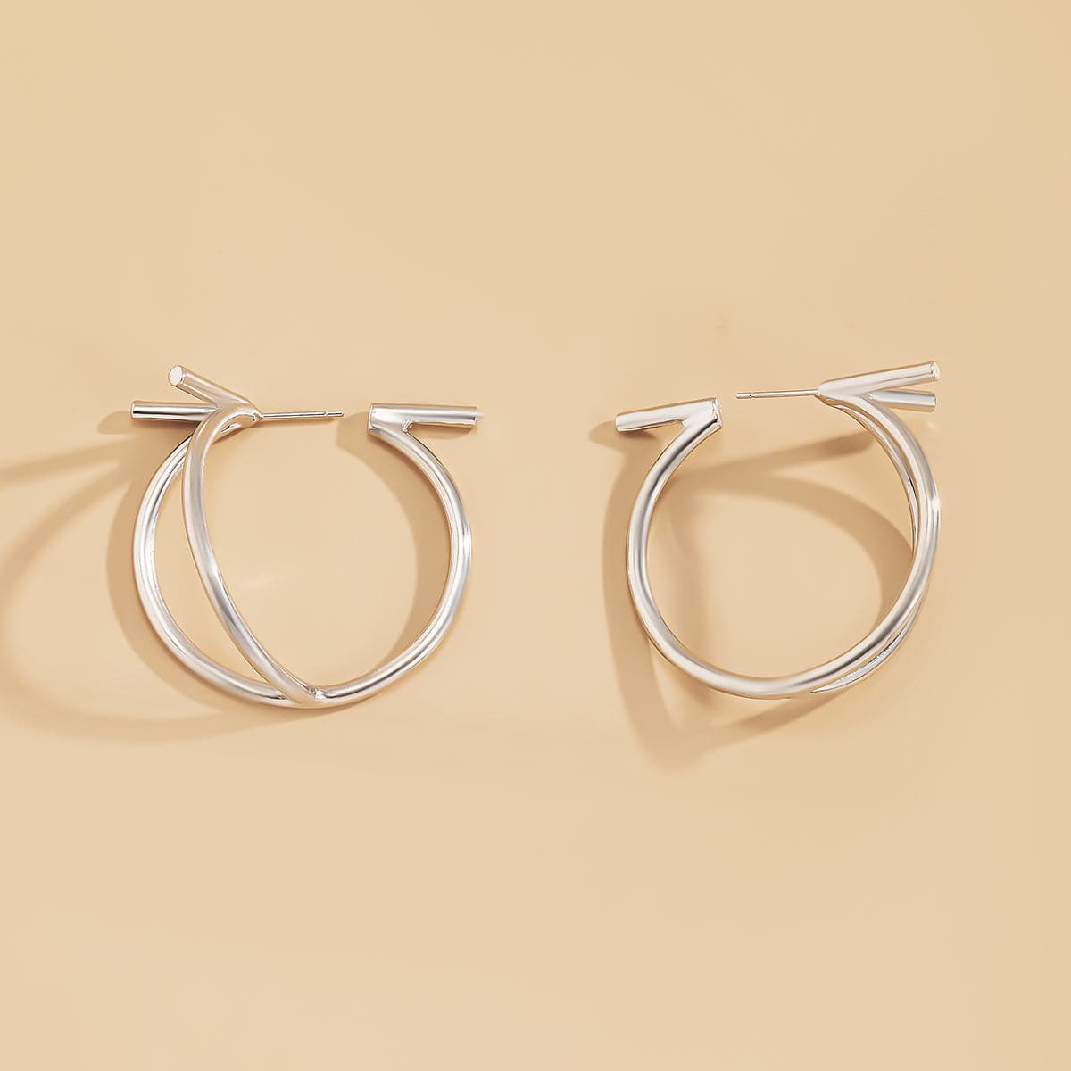 Silver-Plated Split Hoop Earrings