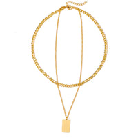 Goldtone Rectangle Layered Pendant Necklace