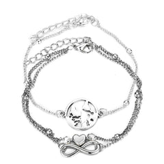 Silver-Plated Heart Infinity Anklet Set