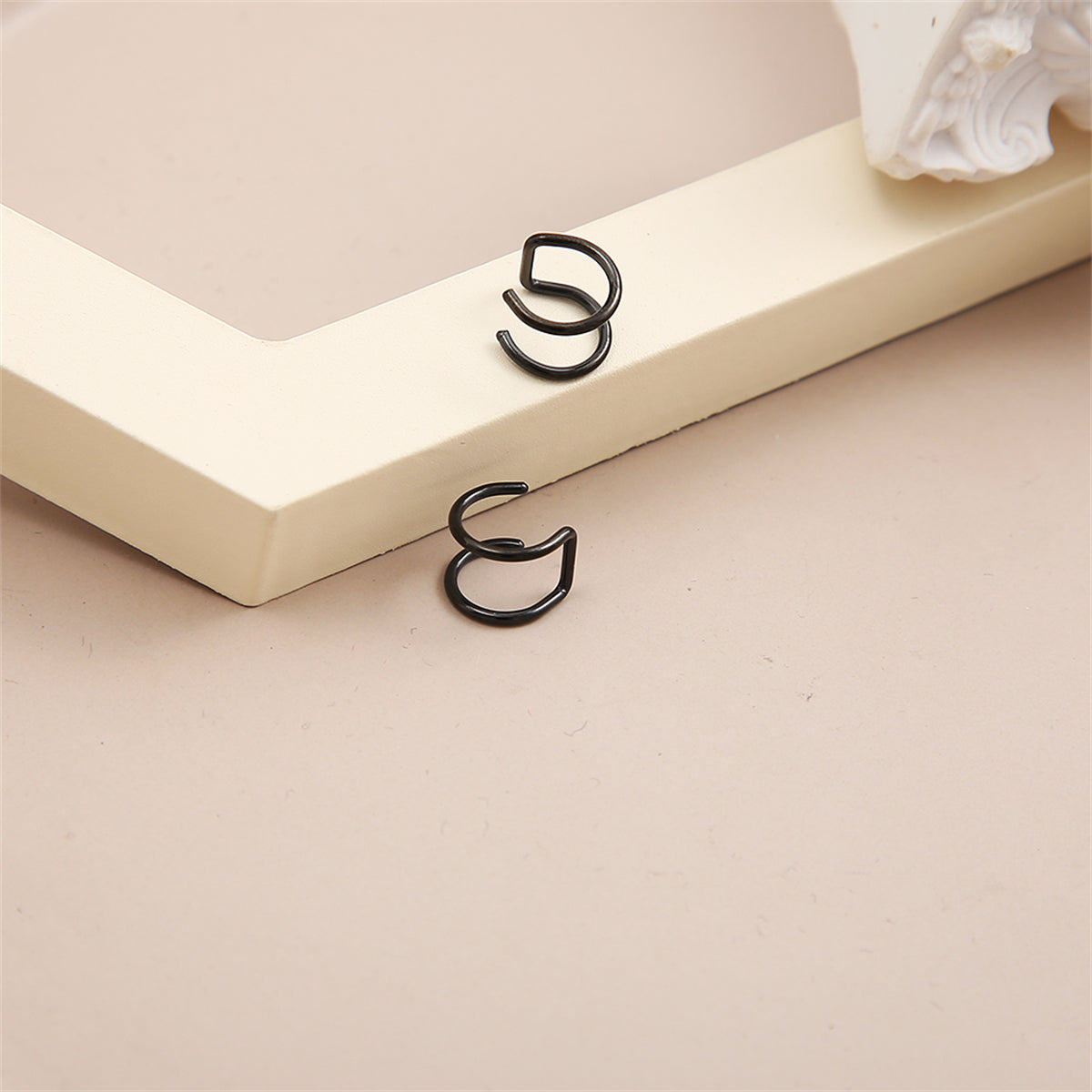 Black Layered Ear Cuffs, stud earrings for women, botanical inspired, lifestyle look