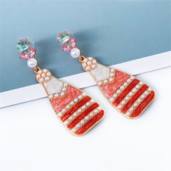 Red Enamel & Crystal Pearl 18K Gold-Plated Bottle Drop Earrings