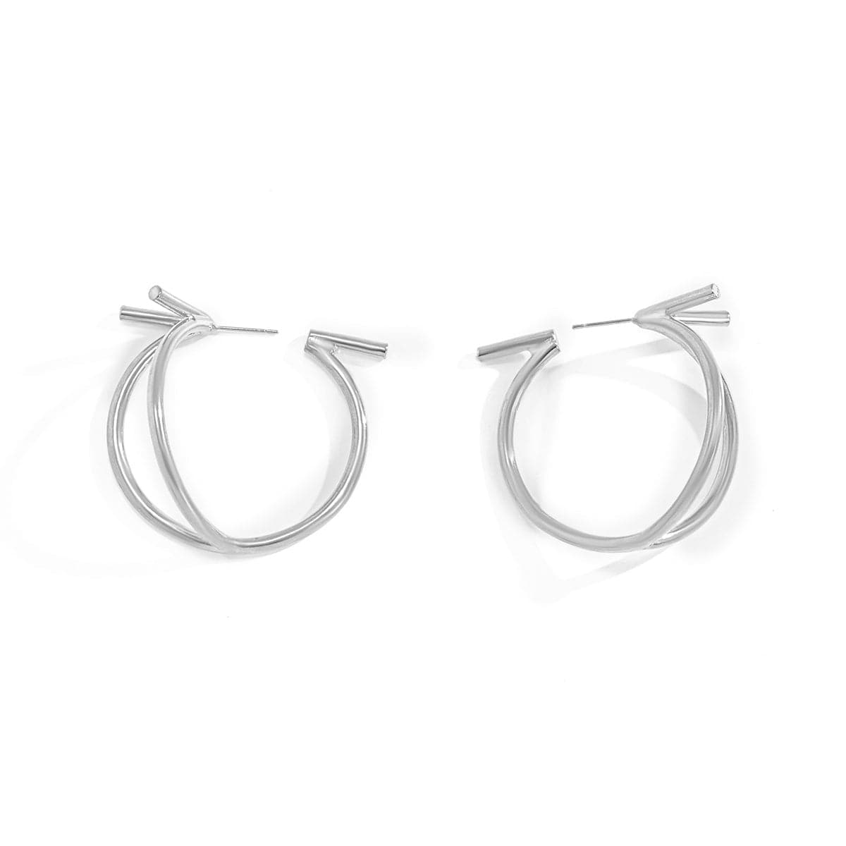 Silver-Plated Split Hoop Earrings