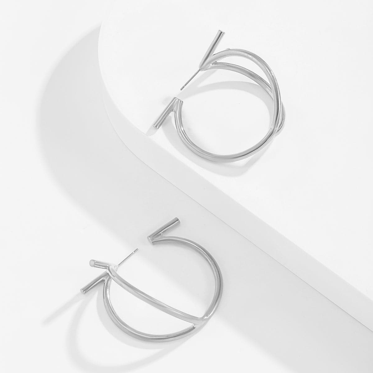 Silver-Plated Split Hoop Earrings