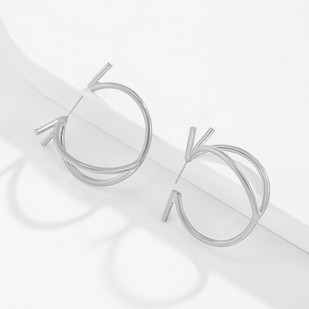 Silver-Plated Split Hoop Earrings