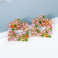 Cubic Zirconia & Green Crystal 18K Gold-Plated Square Drop Earrings
