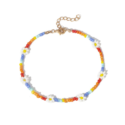 Multicolor Floral Beaded Anklet, anklet bracelet, everyday style, side view