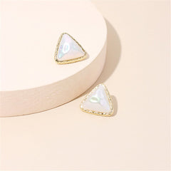 Pearl & 18K Gold-Plated Triangle Bezel Stud Earrings